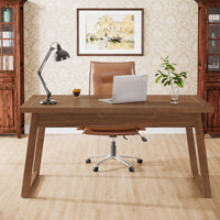 55" Wood Computer Desk, Mid - Century Modern Study Writing Table with Drawer Tribesigns