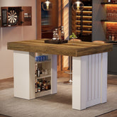 55" Bar Table, Farmhouse Counter Height Table with 3-Tier Storage Shelves 3