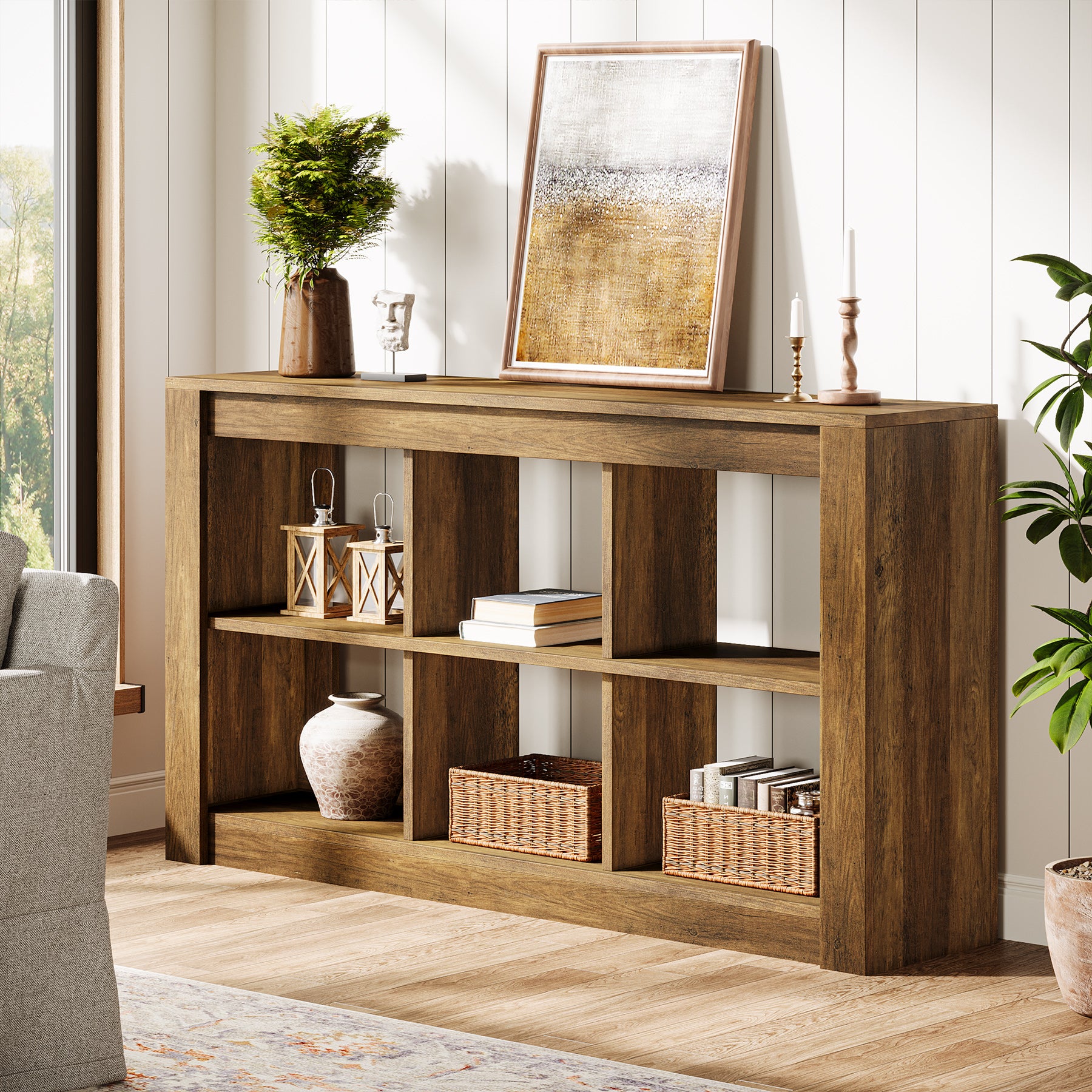 55.1" Console Table, Rectangular Sofa Table Entryway Table with Storage