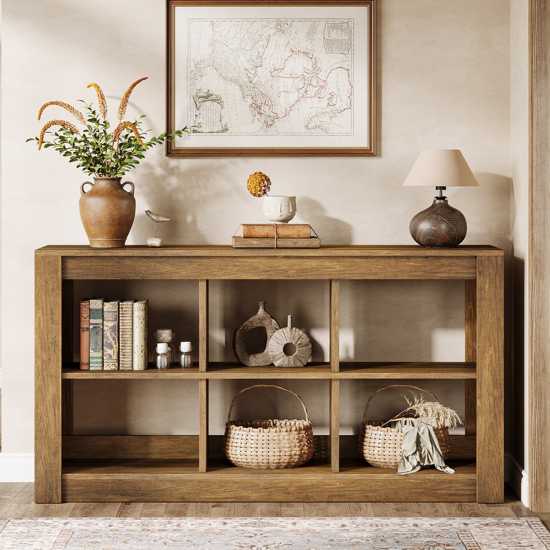 55.1" Console Table, Rectangular Sofa Table Entryway Table with Storage