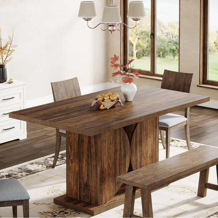 55.1" Dining Table, Farmhouse Wood Kitchen Table for 4 - 6 Tribesigns