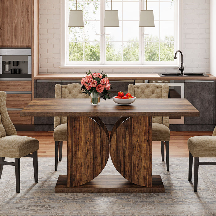 55.1" Dining Table, Farmhouse Wood Kitchen Table for 4 - 6 Tribesigns