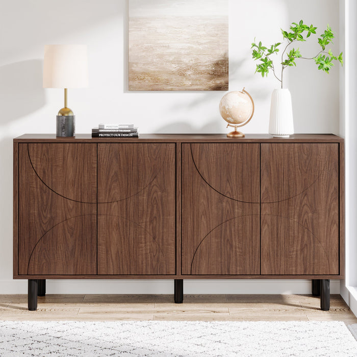 55.1" Sideboard Buffet, Kitchen Sideboard Storage Cabinet with 4 Doors Tribesigns