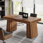 55" Executive Desk, Mid-Century Modern Home Office Computer Desk Workstation