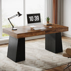 55" Executive Desk, Mid-Century Modern Home Office Computer Desk Workstation