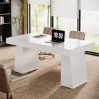 55" Executive Desk, Mid-Century Modern Home Office Computer Desk Workstation