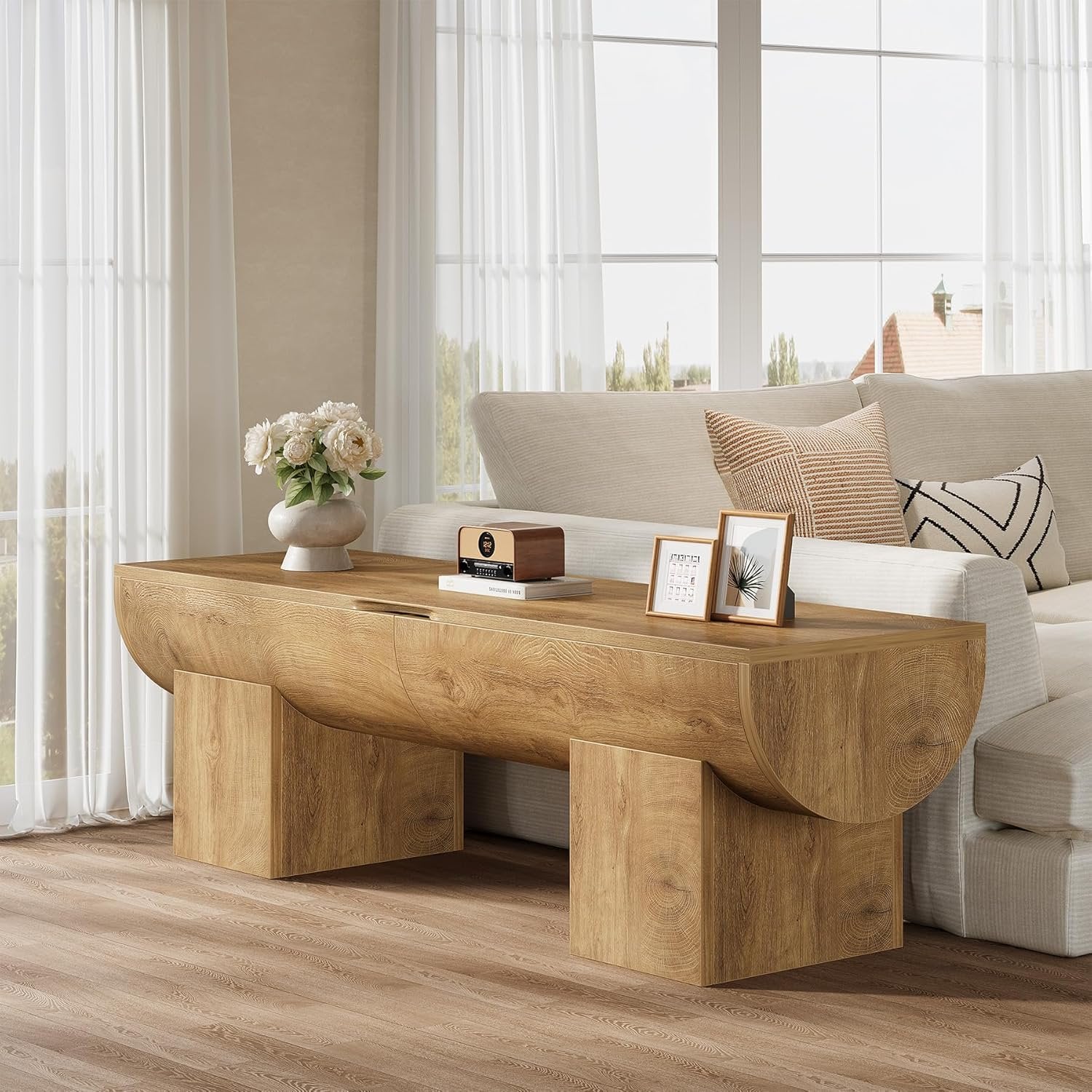 55" Farmhouse Storage Bench, Shoe Bench with Flip-Top Storage