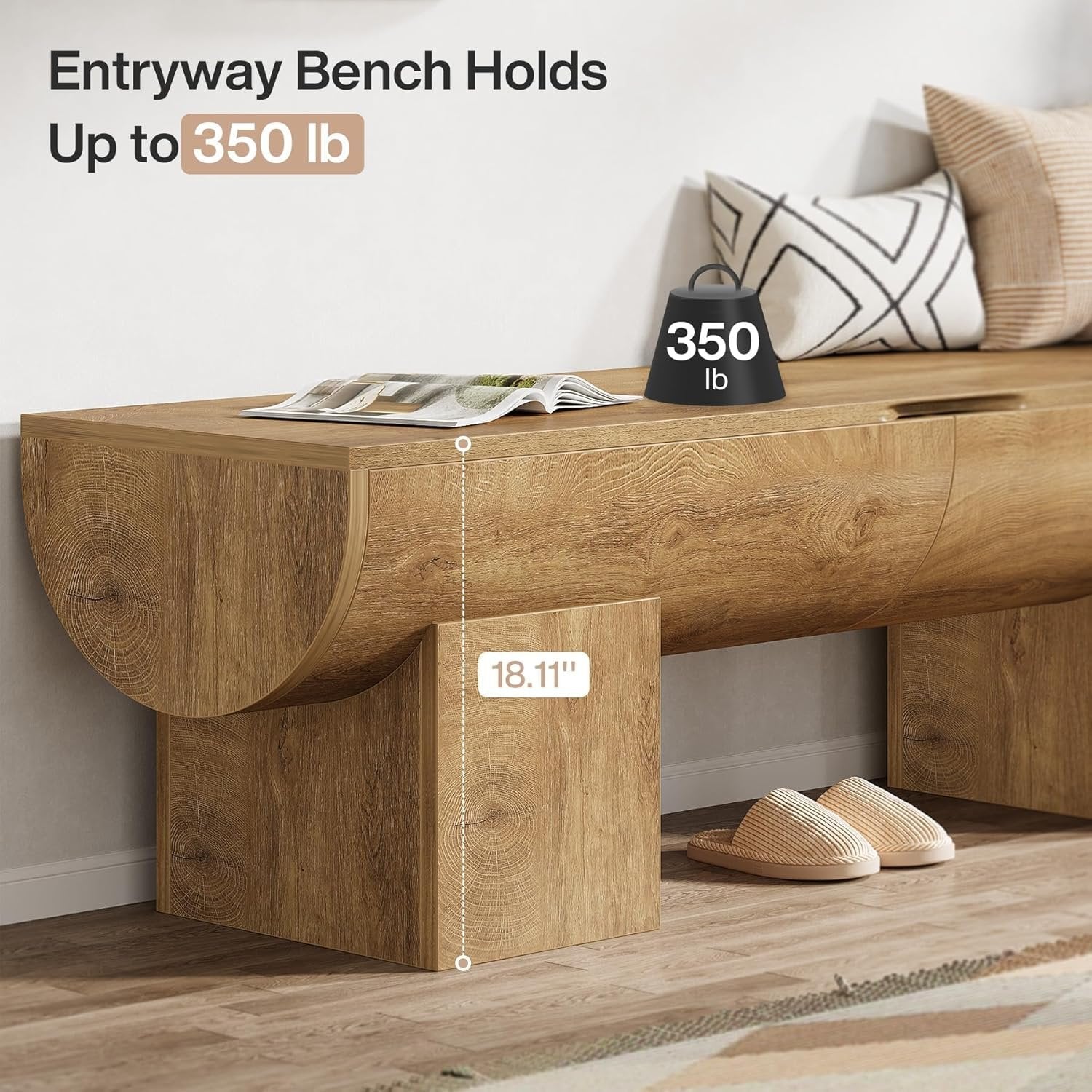 55" Farmhouse Storage Bench, Shoe Bench with Flip-Top Storage