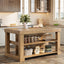 55" Home Bar Unit, 3 - Tier Pub Table Liquor Cabinet with Storage Shelves Tribesigns#Color_Light Brown