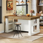55" Home Bar Unit, 3-Tier Pub Table Liquor Cabinet with Storage Shelves#Color_White & Brown
