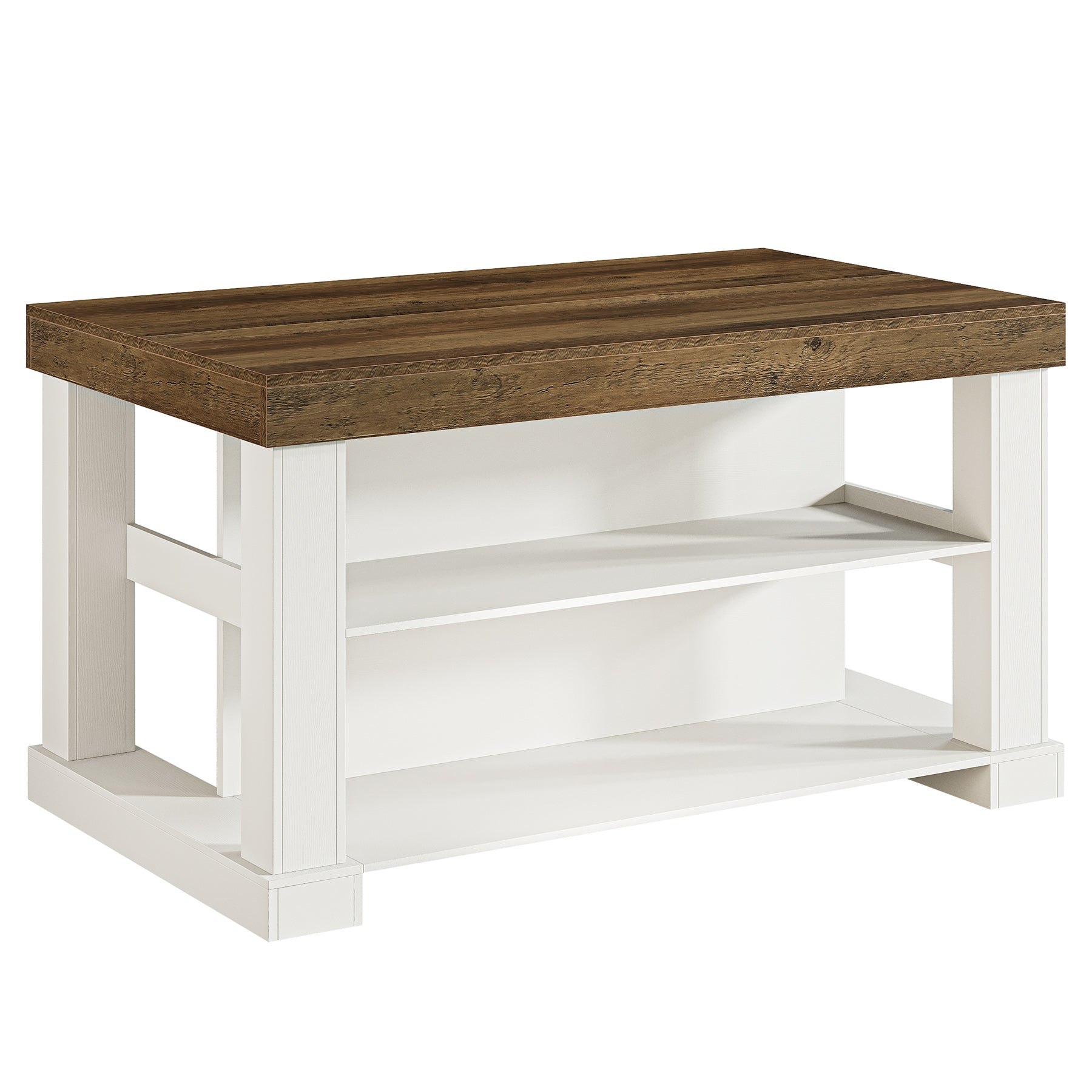 55" Home Bar Unit, 3-Tier Pub Table Liquor Cabinet with Storage Shelves