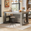 55" Home Bar Unit, 3-Tier Pub Table Liquor Cabinet with Storage Shelves#Color_Gray