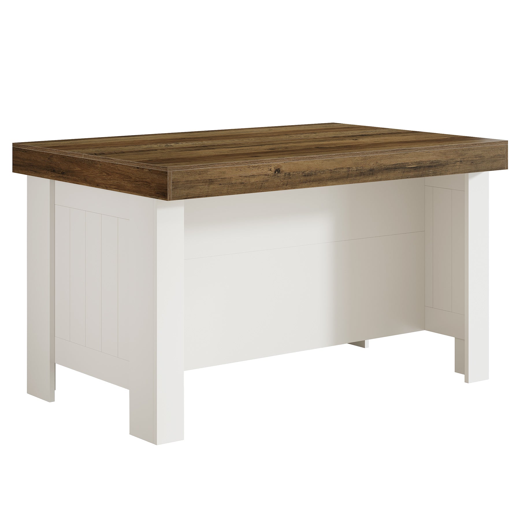 55" Kitchen Island Table, Farmhouse Counter Height Bar Table with Storage Shelves