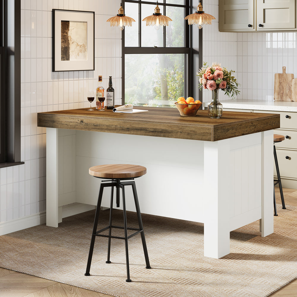 55" Kitchen Island Table, Counter Height Bar Table with Shelves-Tribesigns