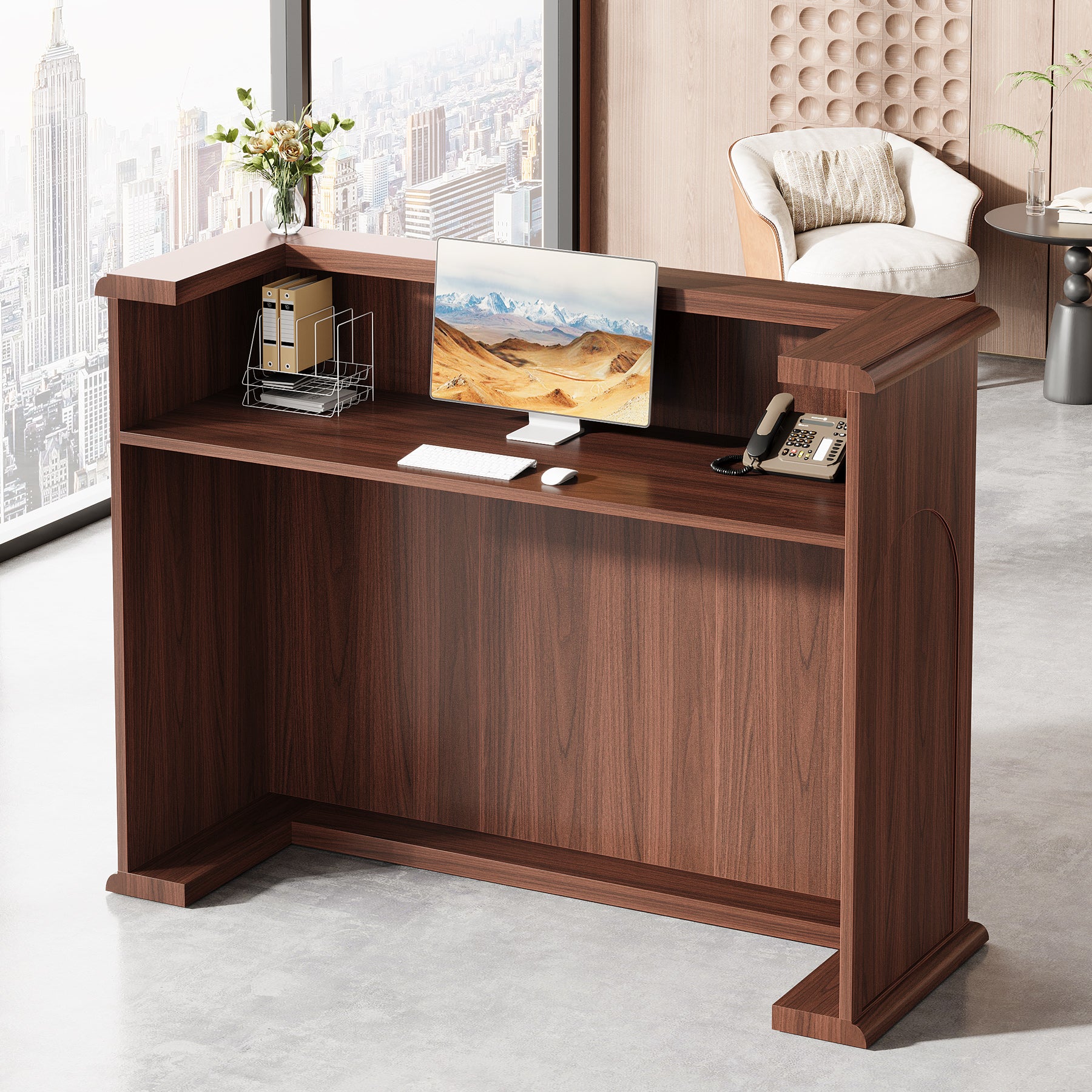 55" Reception Desk, Modern Large Front Counter Desk