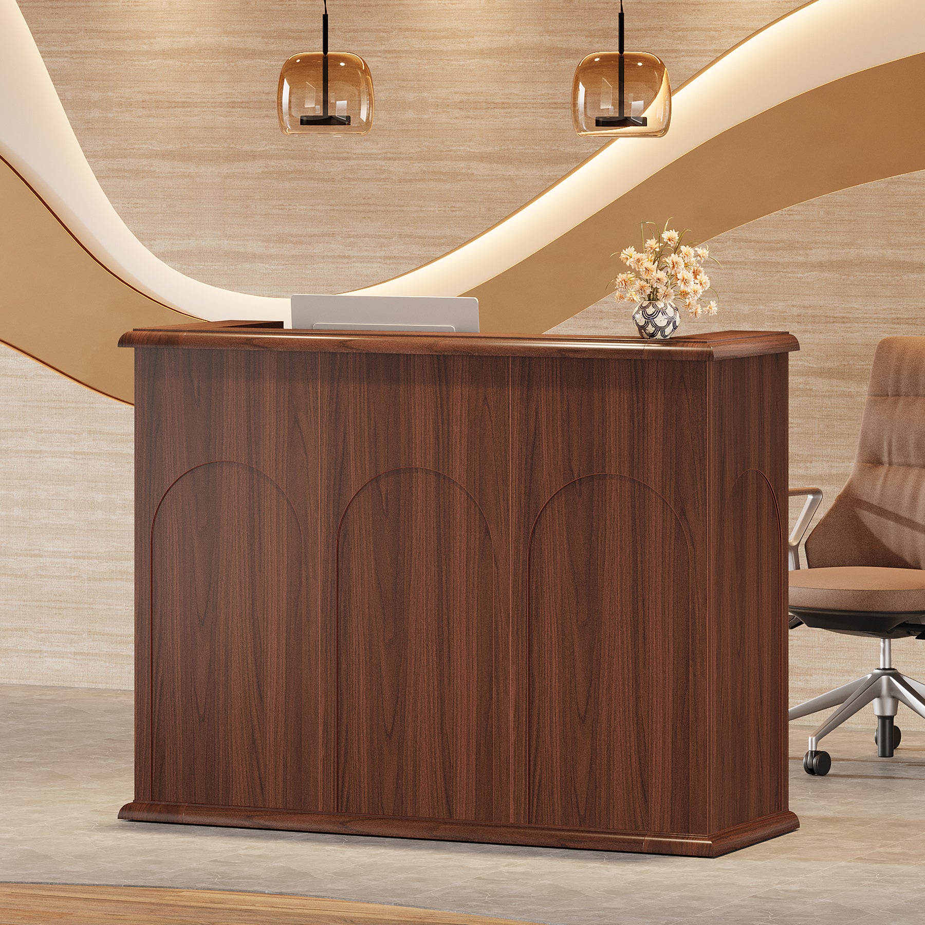 55" Reception Desk, Modern Large Front Counter Desk