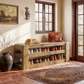 55" Shoe Rack Bench, 3-Tier Entryway Storage Bench Seat for Entrance 3