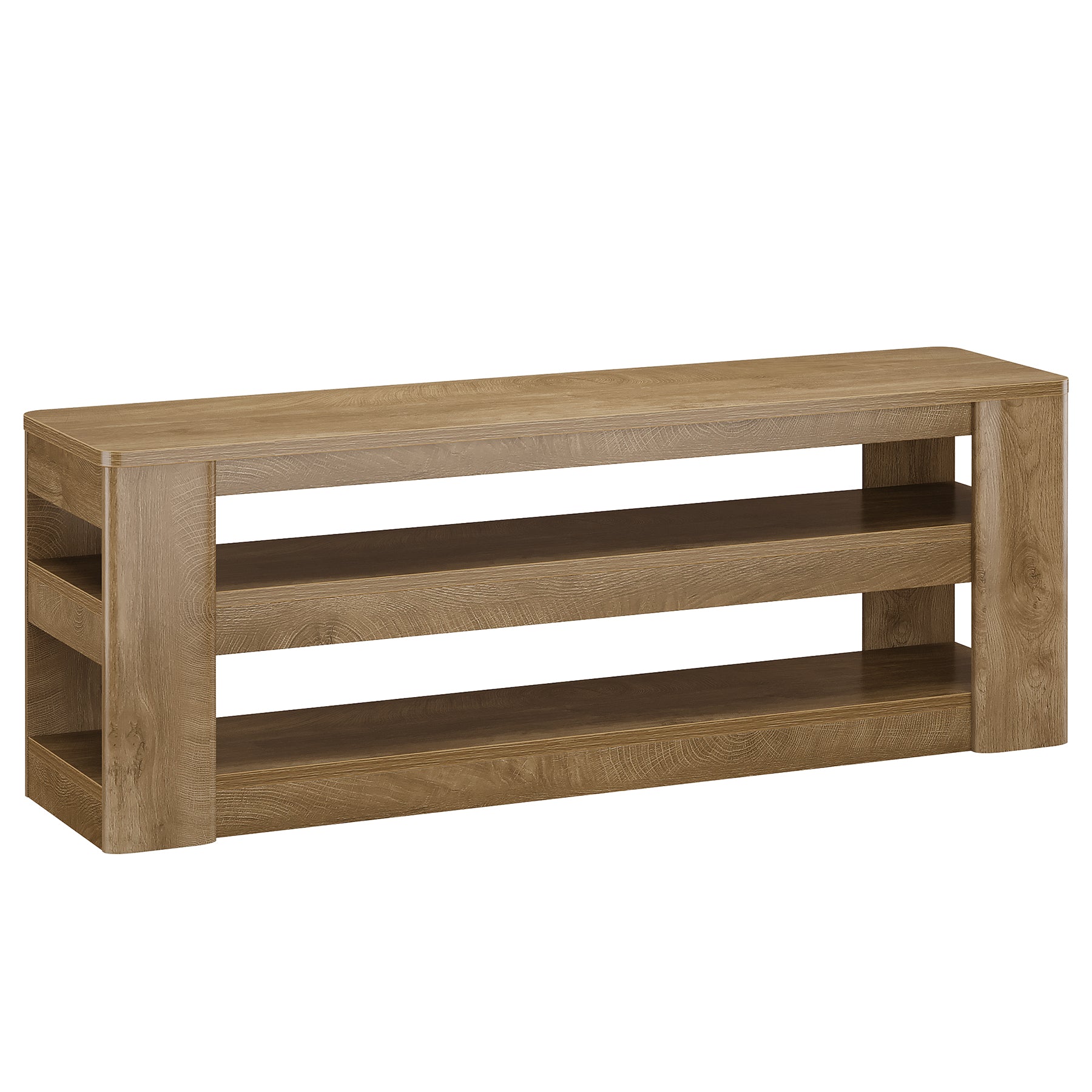 55" Shoe Rack Bench, 3-Tier Entryway Storage Bench Seat for Entrance