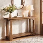 55" Solid Wood Console Table, Farmhouse Entryway Table with Storage Shelf for Hallway 3