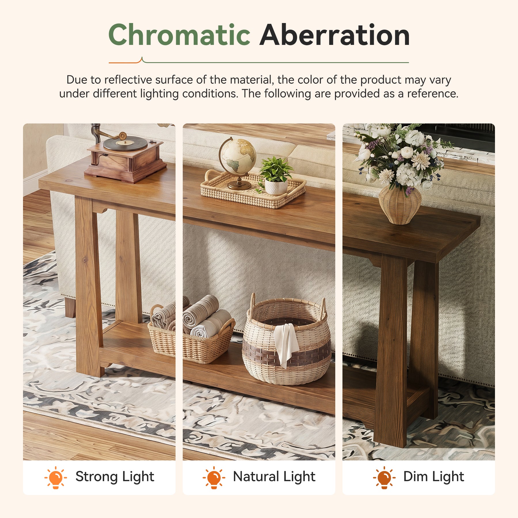 55" Solid Wood Console Table, Farmhouse Entryway Table with Storage Shelf for Hallway