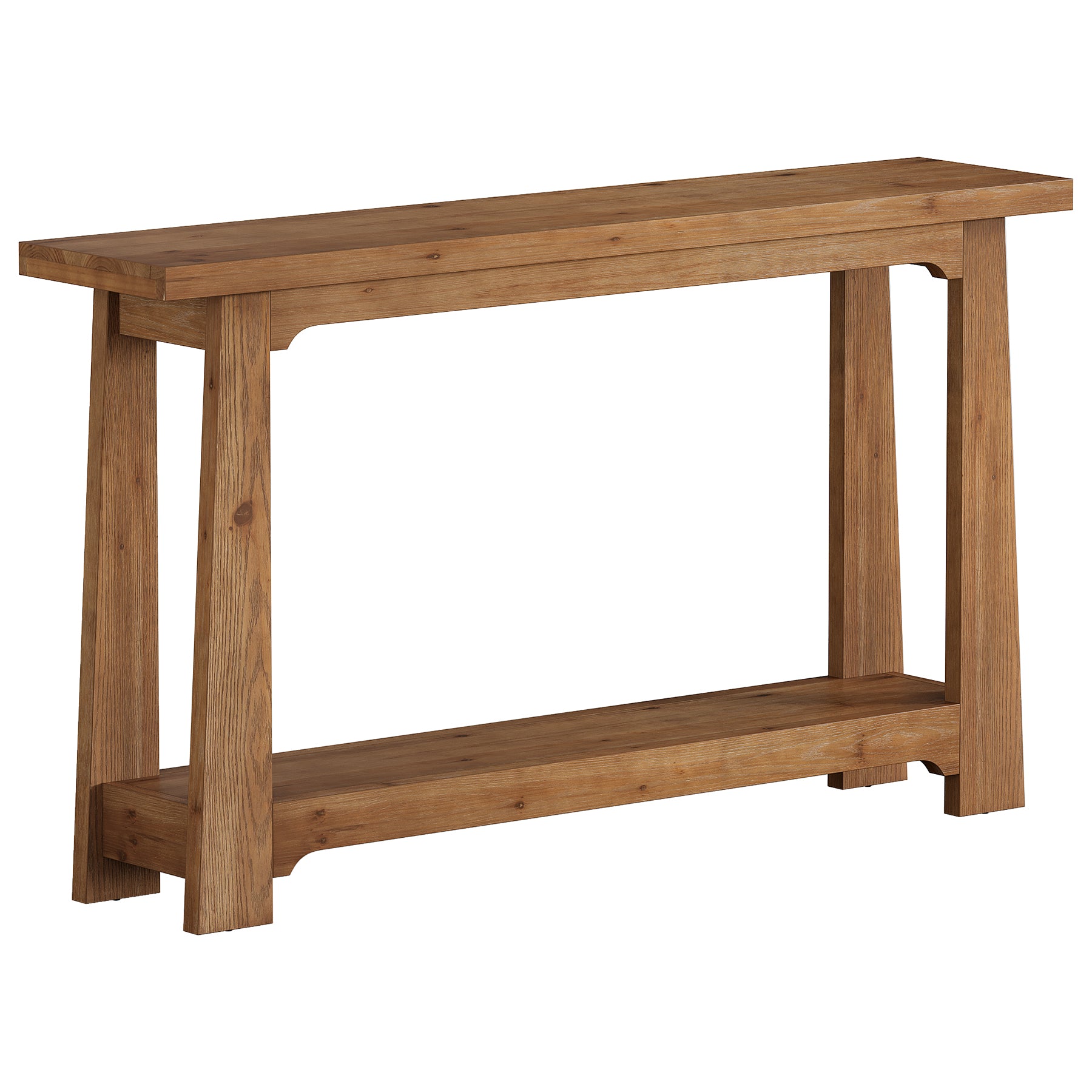 55" Solid Wood Console Table, Farmhouse Entryway Table with Storage Shelf for Hallway