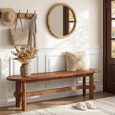 55" Solid Wood Entryway Bench, Shoe Storage Bench for Hallway, Bedroom, Living Room 3