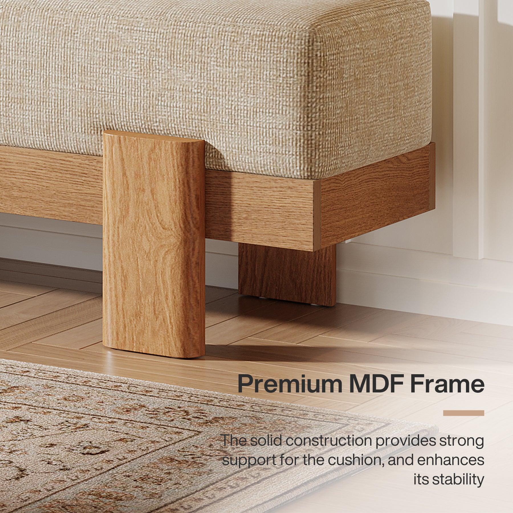 55" Upholstered Entryway Bench, Shoe Bench End of Bed Stool with MDF Frame