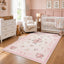 5x7/8x10 Boho Floral Area Rug, Vintage Soft Washable Low Pile Nursery Living Room Carpet, Oeko-Tex Certified