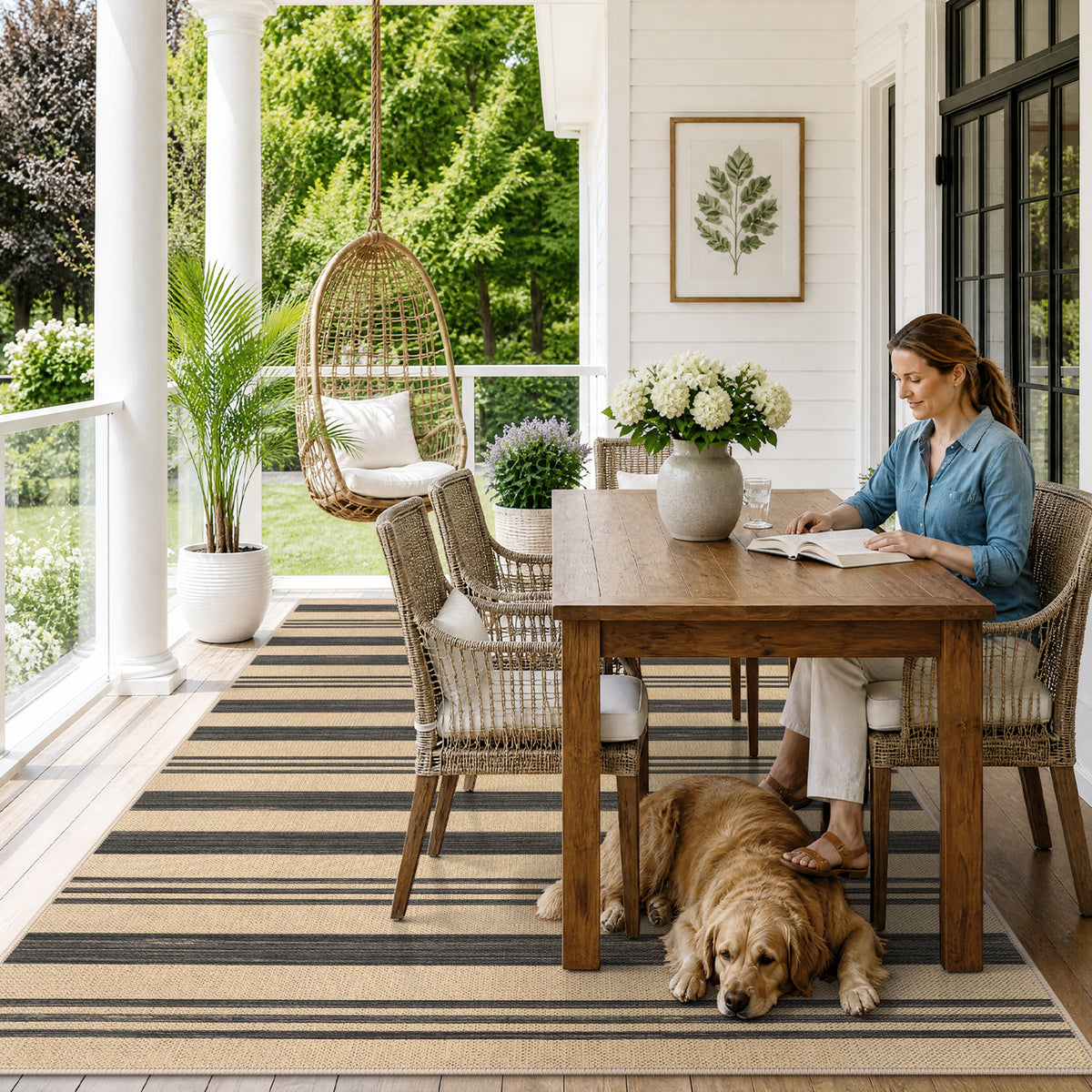 2.5x8/3x5 Striped Easy Jute Area Rug, Outdoor Hallway Runner Rug Non-Skid Washable Indoor Carpet for Entryway Porch, Oeko-Tex Certified