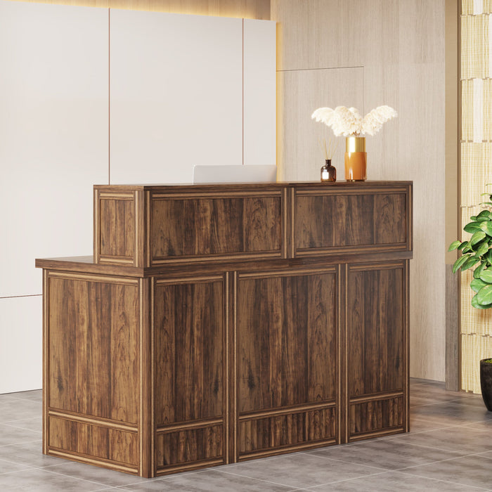 Reception Desk With Counter Tribesigns 57-Inch Reception Desk – Rustic ...