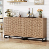 57" Sideboard Buffet, Set of 2 Coffee Bar Cabinet Credenza with 4 Doors & Shelves Tribesigns 3