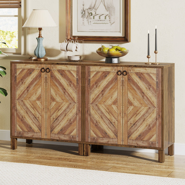 57" Sideboard Buffet, Wood Storage Cabinet Credenzas with Adjustable Shelves Tribesigns