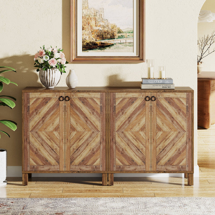 57" Sideboard Buffet, Wood Storage Cabinet Credenzas with Adjustable Shelves Tribesigns