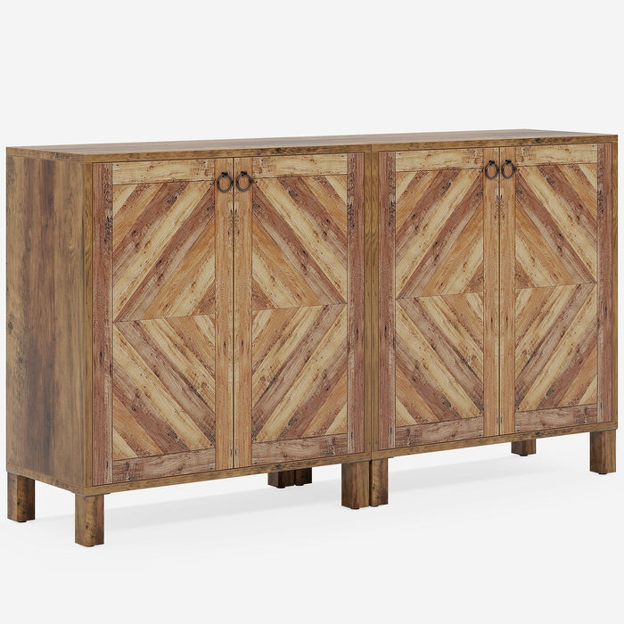 57" Sideboard Buffet, Wood Storage Cabinet Credenzas with Adjustable Shelves Tribesigns