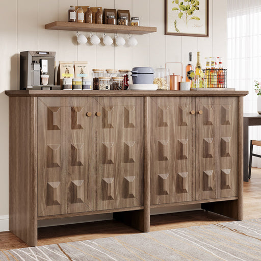 59" Sideboard Buffet, Console Cabinet Credenzas Coffee Bar Cabinet with Adjustable Shelf Tribesigns