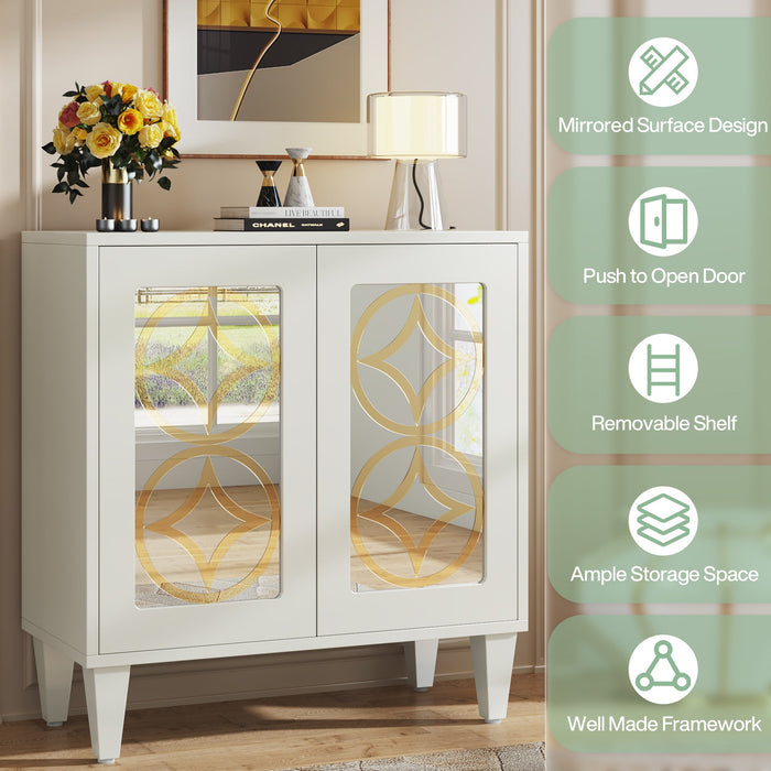 59" Sideboard Buffet Credenza Storage Cabinet with Acrylic Mirrors Doors Tribesigns
