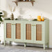 59" Sideboard Buffet, Rattan Wood Storage Cabinet with Storage Shelves Tribesigns