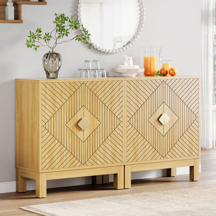 59" Sideboard Buffet, Set of 2 Wood Storage Cabinet Tribesigns