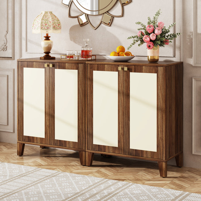 59" Sideboard Buffet, Wood Credenza Storage Cabinet with Adjustable Shelves Tribesigns