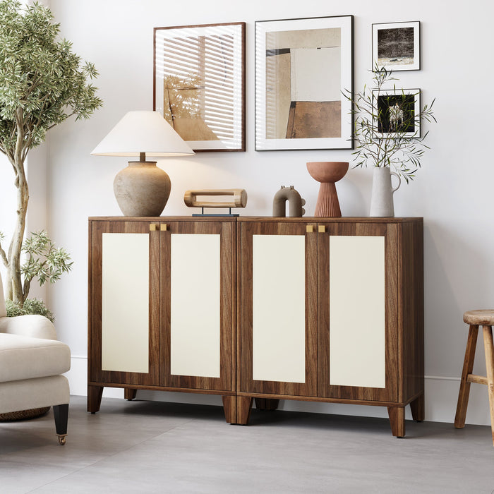 59" Sideboard Buffet, Wood Credenza Storage Cabinet with Adjustable Shelves Tribesigns