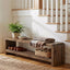 59" Solid Wood Entryway Bench, Farmhouse End of Bed Seating Shoe Bench with Storage