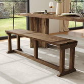 59" Dining Bench, Wood Farmhouse Entryway Bench Kitchen Table Seat for Dining Room 3