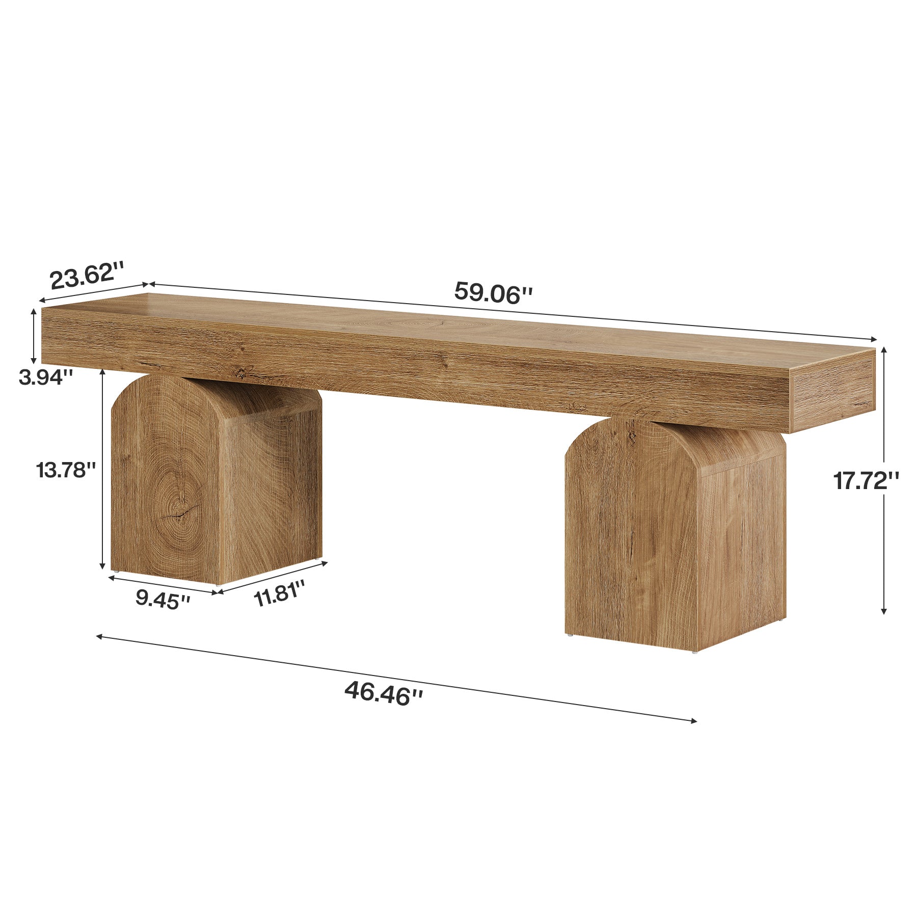 59" Entryway Bench, Long Shoe Bench with Arched Bases for Entry Way