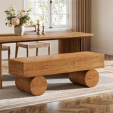 59" Farmhouse Dining Bench, Solid Wood Kitchen Table Bench with Thickened Seat 3