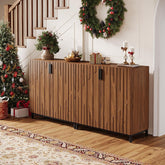 59" Sideboard Buffet, Modern Set of 2 Fluted Storage Cabinet Accent Coffee Bar Cabinet 3