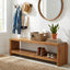 59" Solid Wood Entryway Bench, Farmhouse End of Bed Seating Shoe Bench with Storage
