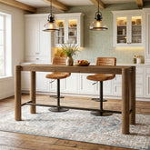 59" Wood Bar Table, Counter Height Dining Table with Metal Footrest for Kitchen 3
