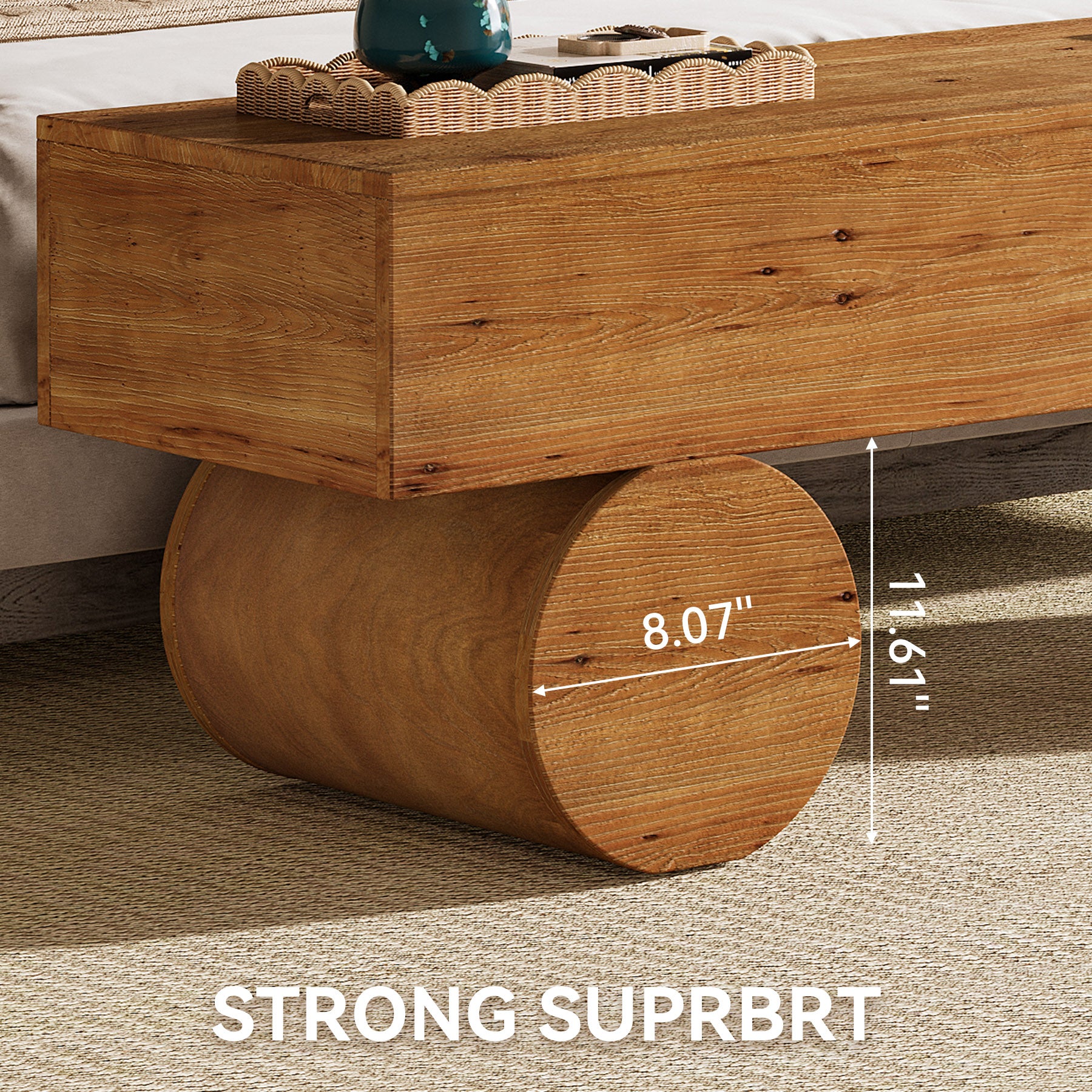 59" Wood Entryway Bench, Narrow Shoe Bench Seat End of Bed Bench with Cylindrical Legs