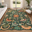 Boho Floral Washable Area Rug, Non-Slip Rug for Living Room Bedroom, Boho Floral Carpet