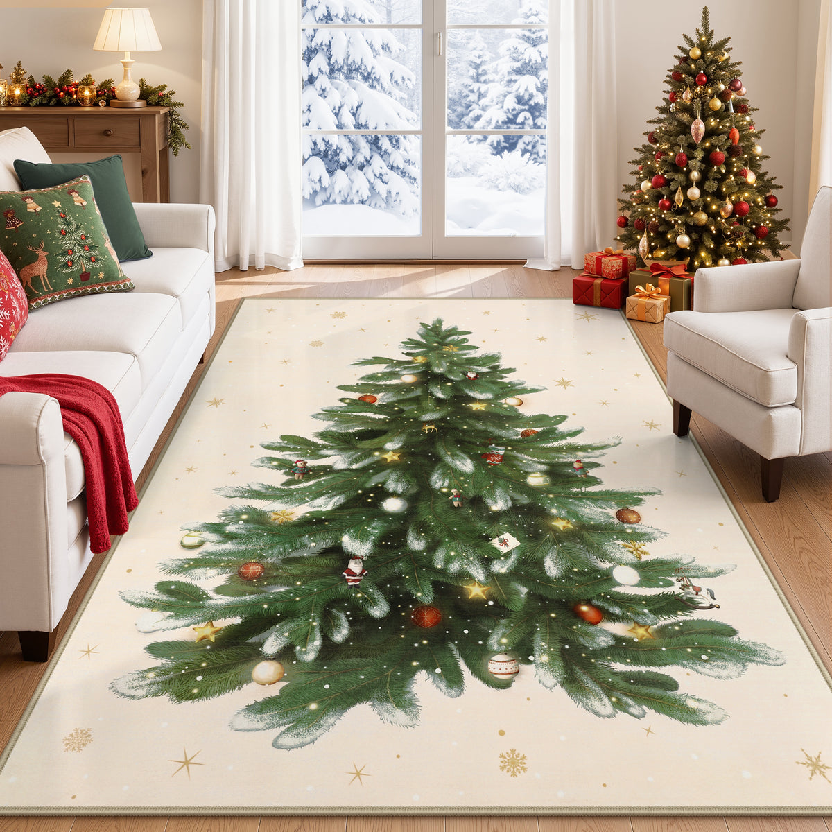 Tribesigns Christmas Tree Washable Runner Rug for Hallway Entryway